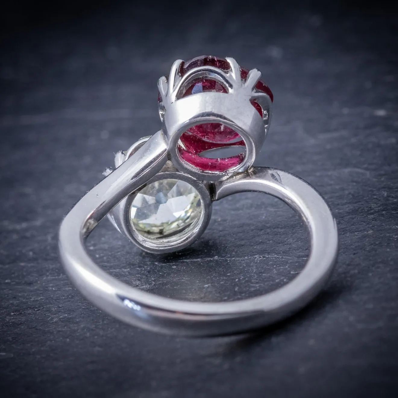 Antique Edwardian Ruby Diamond Twist Ring Platinum Circa 1915