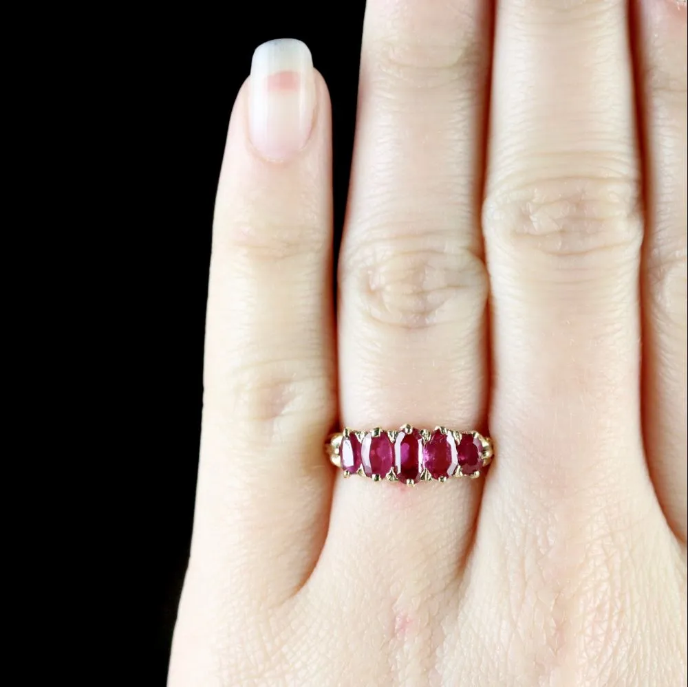 Antique Victorian Natural Burmese Ruby Ring 18Ct Gold Circa 1900 Cert