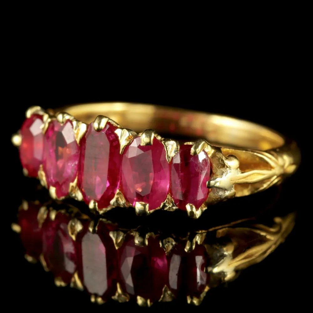 Antique Victorian Natural Burmese Ruby Ring 18Ct Gold Circa 1900 Cert