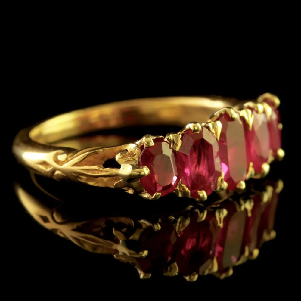 Antique Victorian Natural Burmese Ruby Ring 18Ct Gold Circa 1900 Cert