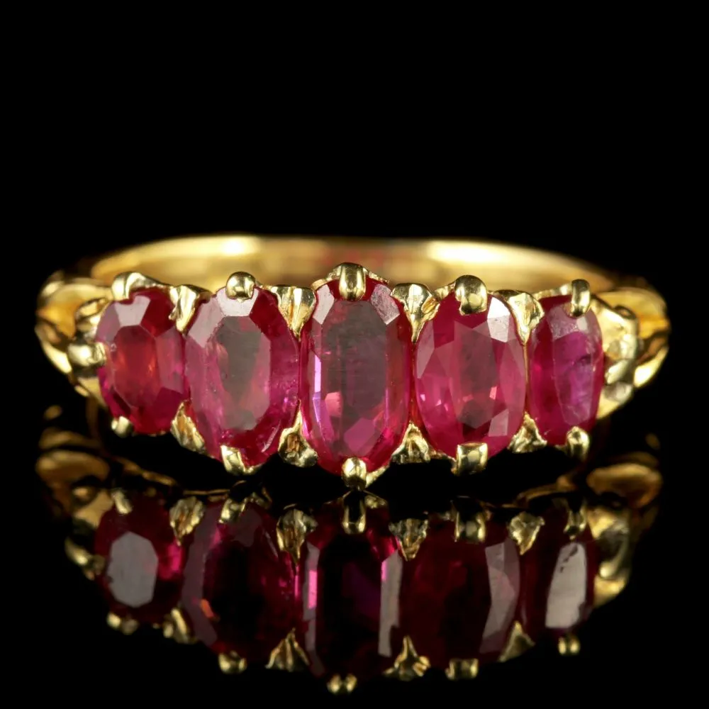 Antique Victorian Natural Burmese Ruby Ring 18Ct Gold Circa 1900 Cert