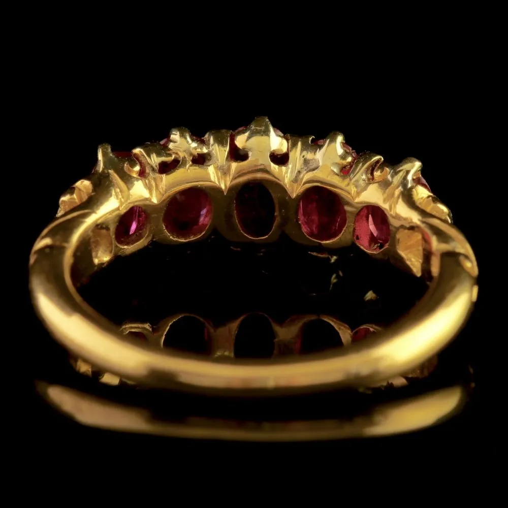 Antique Victorian Natural Burmese Ruby Ring 18Ct Gold Circa 1900 Cert