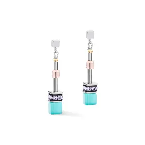 Aqua, Lilac and Peach Cube Earrings