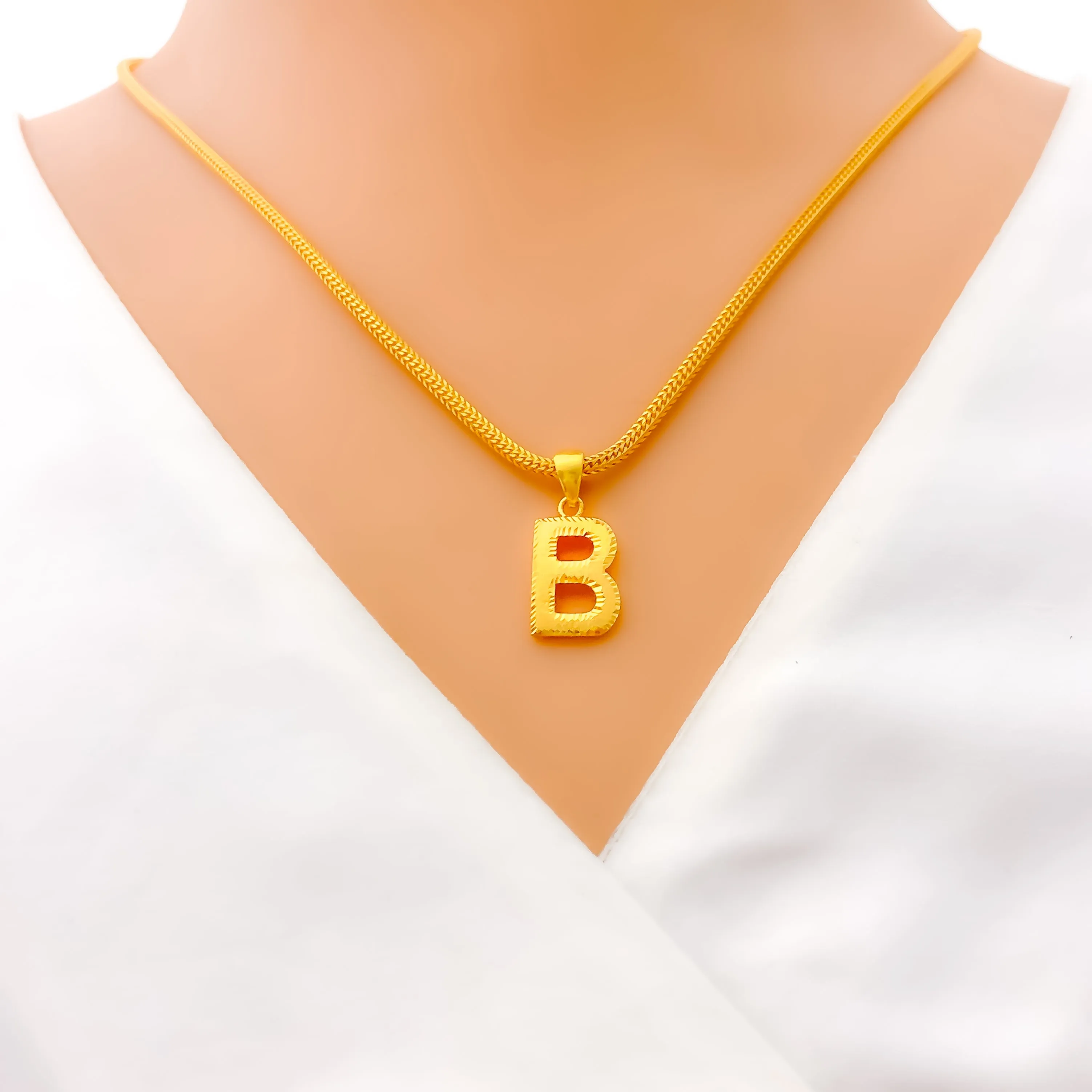 B 22k Gold Letter Pendant