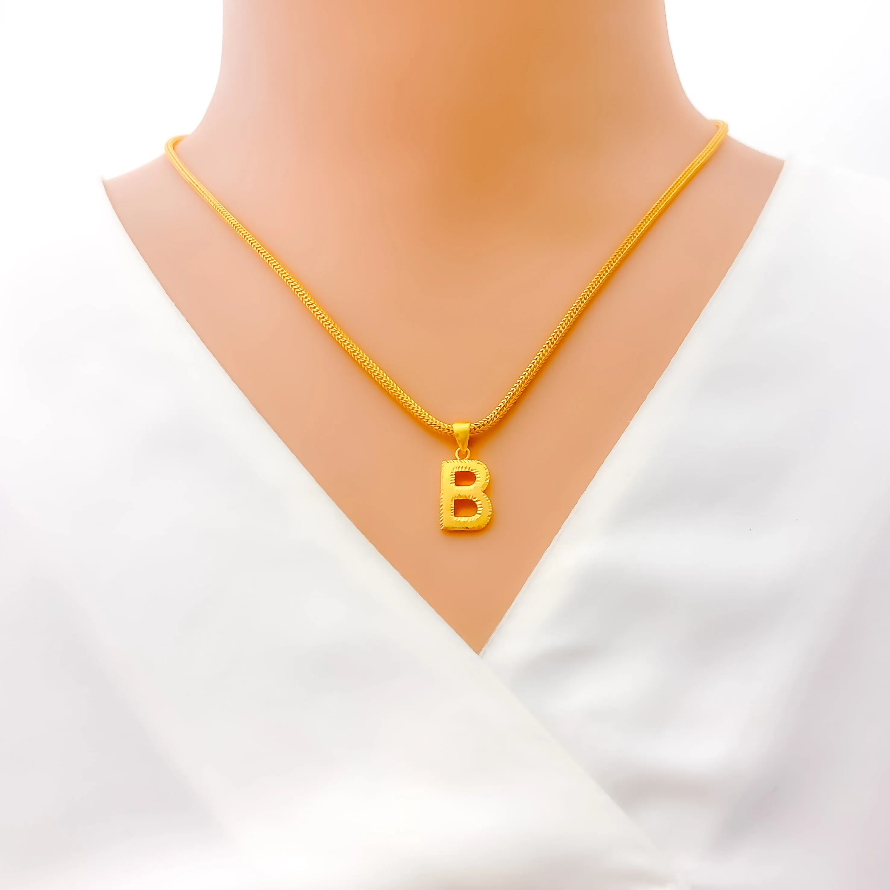 B 22k Gold Letter Pendant