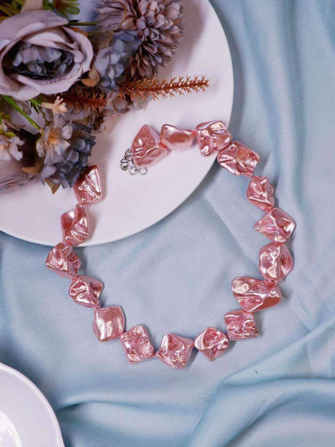 Baroque Statement Necklace Pink