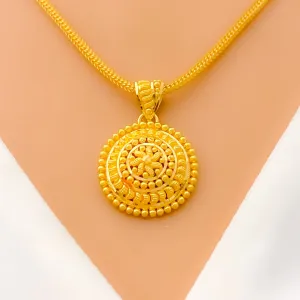 Beaded Floral Dome 22k Gold Pendant