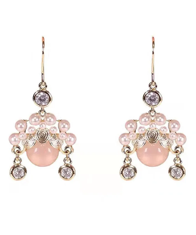 Beautiful Pink Pearl Opal Drop Earrings LY2300