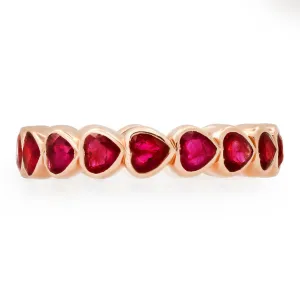 Bezel Set Ruby Heart Eternity Ring