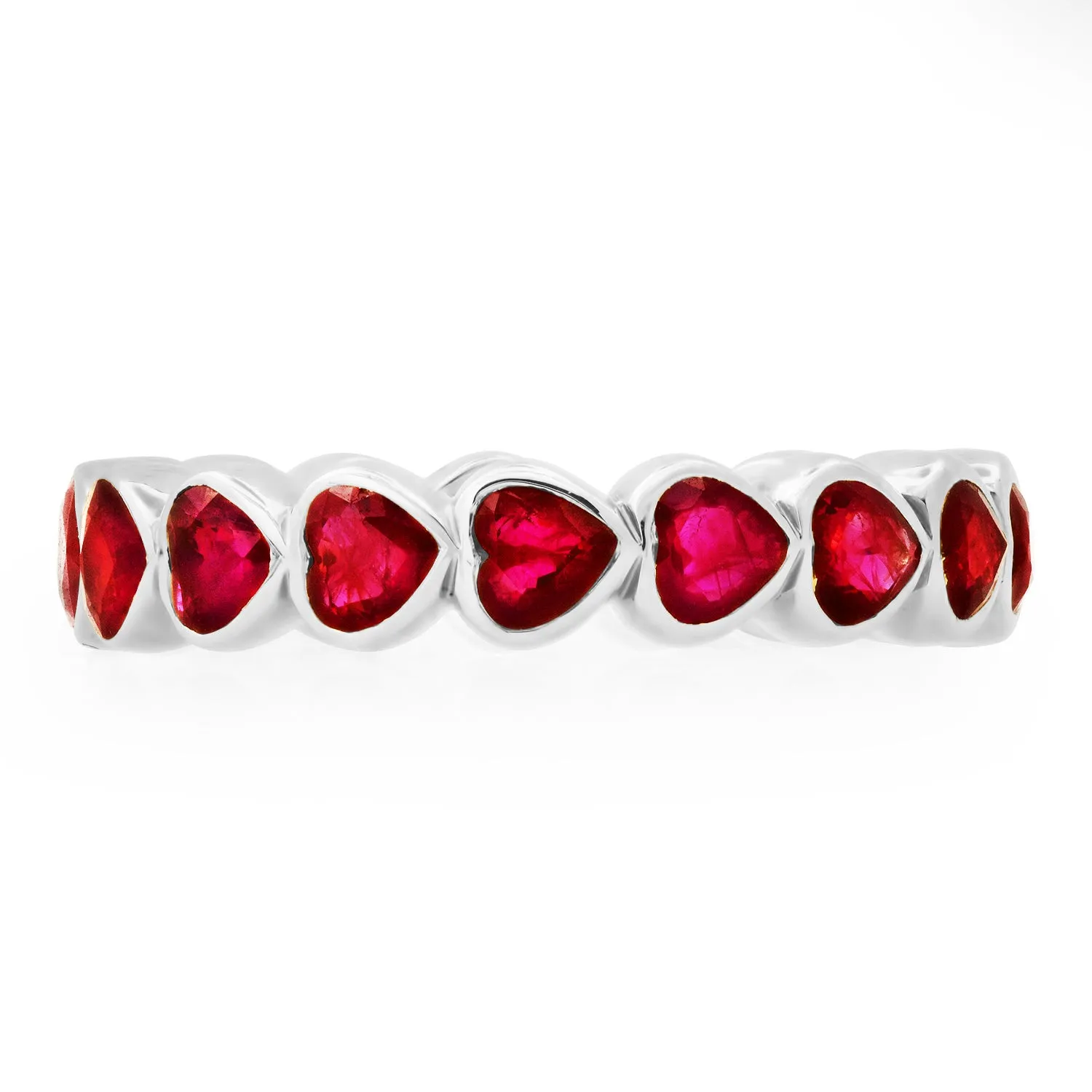 Bezel Set Ruby Heart Eternity Ring