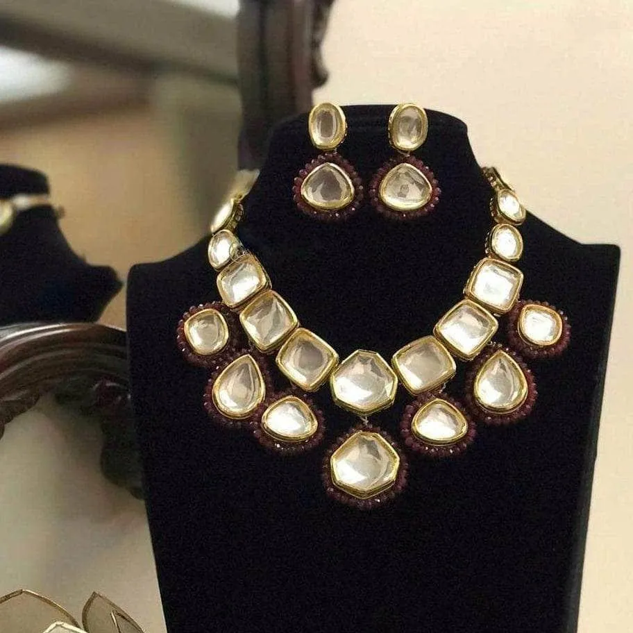 Big Kundan Necklace With Long Earring