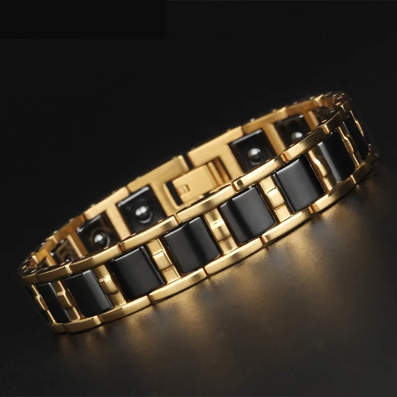 Black Gold Ceramic Stainless Steel Magnetic Luxury Bracelet