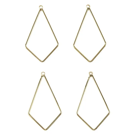 Brass Pendants - Quadrangle - 18k Gold Plated  - Pkg/4