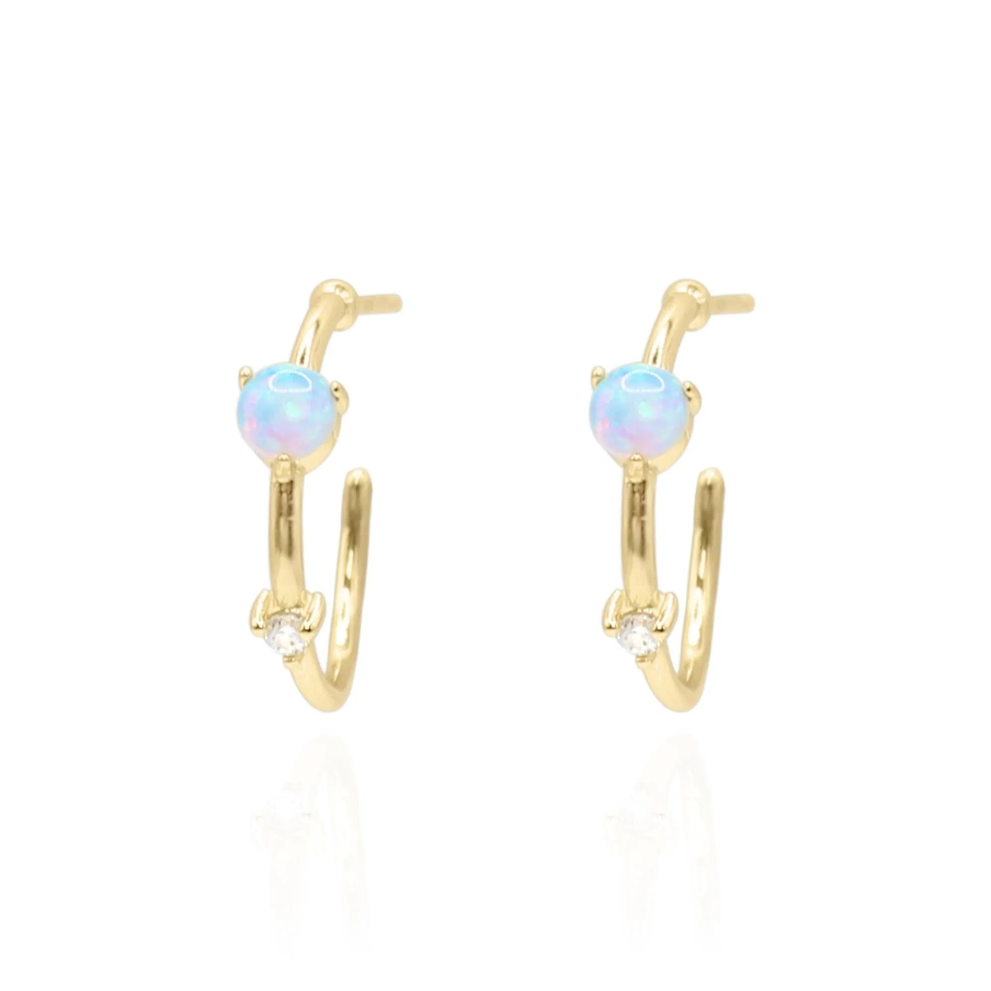 Celine Opal Hoop Earrings | 14K Gold Plated