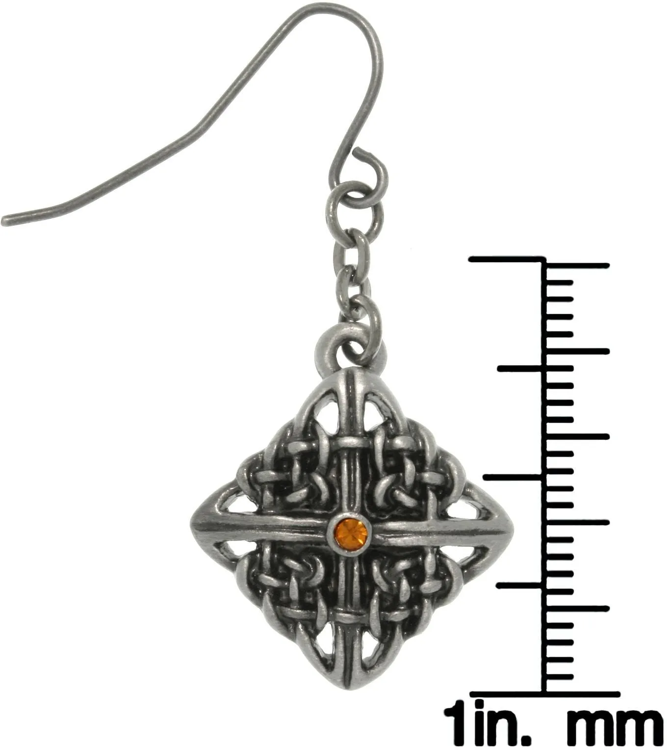 Celtic Earrings - Pewter Rhinestone Celtic Square Knot Earrings