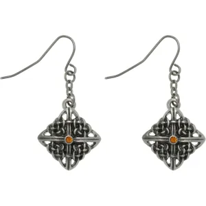 Celtic Earrings - Pewter Rhinestone Celtic Square Knot Earrings