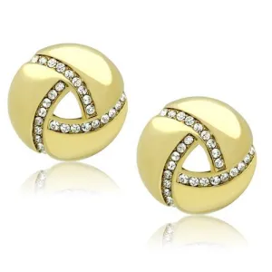 CJG2071 Wholesale Women's Stainless Steel IP Gold Top Grade Crystal Clear Earrings