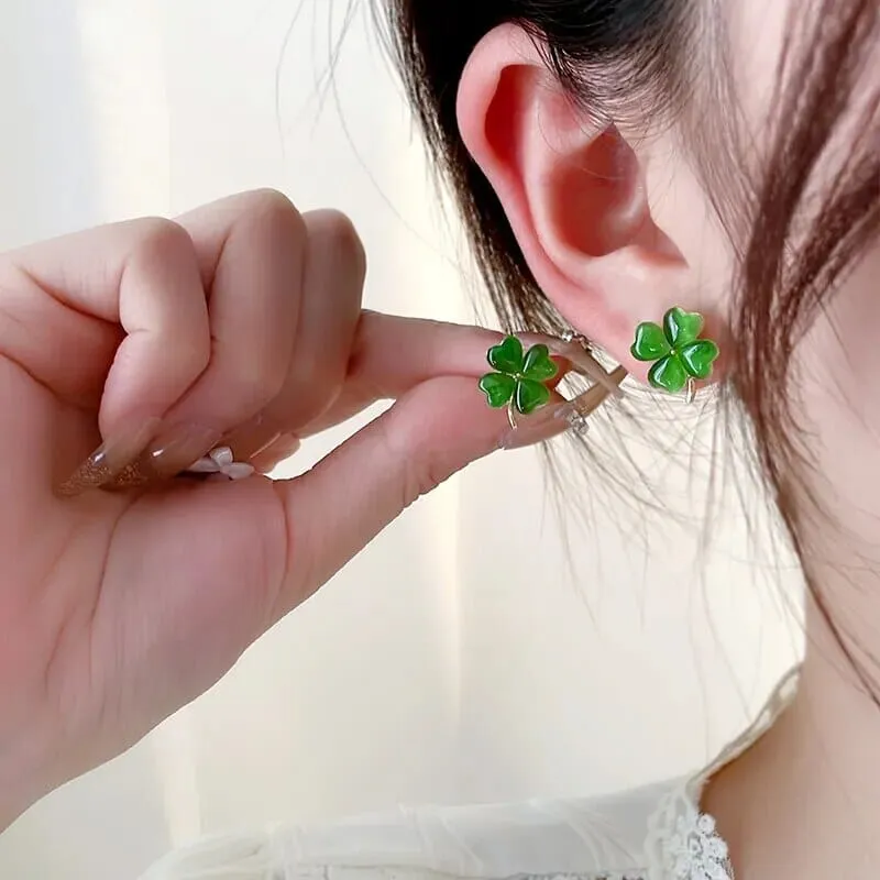 Clover Leaf Green Opal Earrings