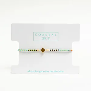 Coastal Grit Island Girl Coastal Cross Bracelet- Cream