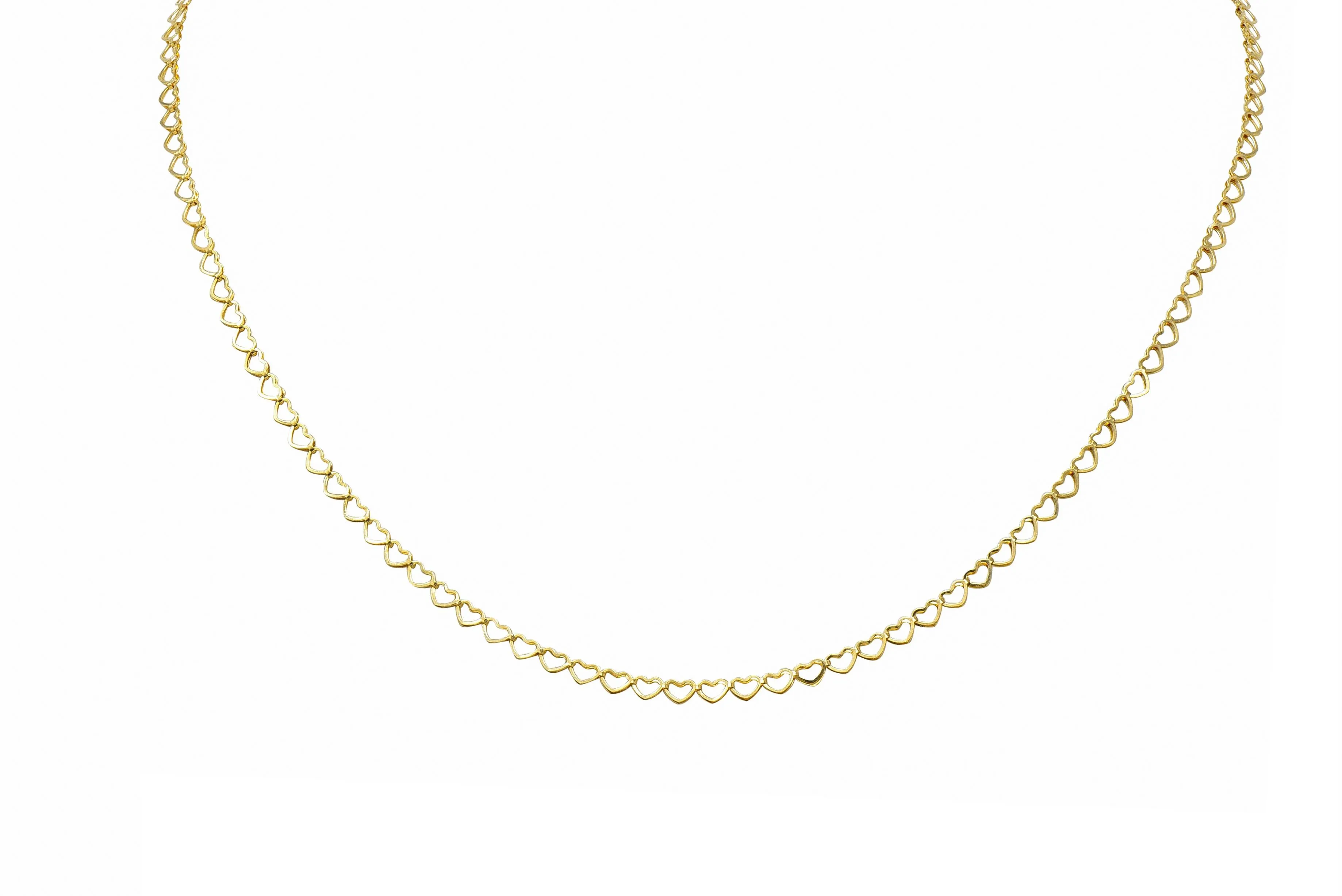 Contemporary 14 Karat Yellow Gold 16 IN Heart Link Chain Necklace