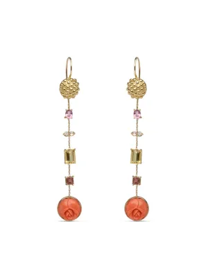 Coral and Fire Opal Drop Earrings