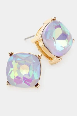 Crystal Stud Earrings - Neon Pink, Neon Yellow or Lavender