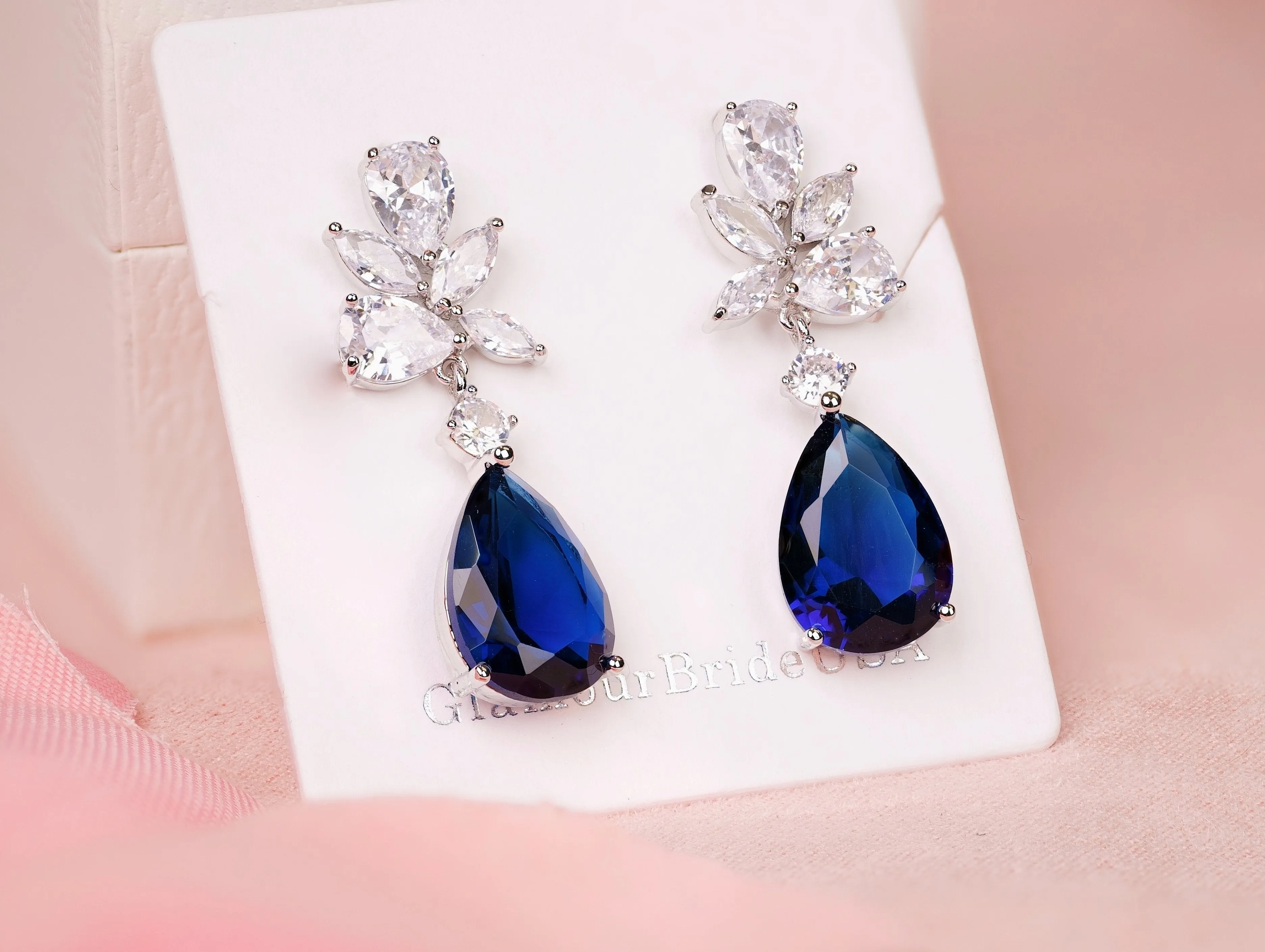 Crystal Tear Drop Earrings - Jessica