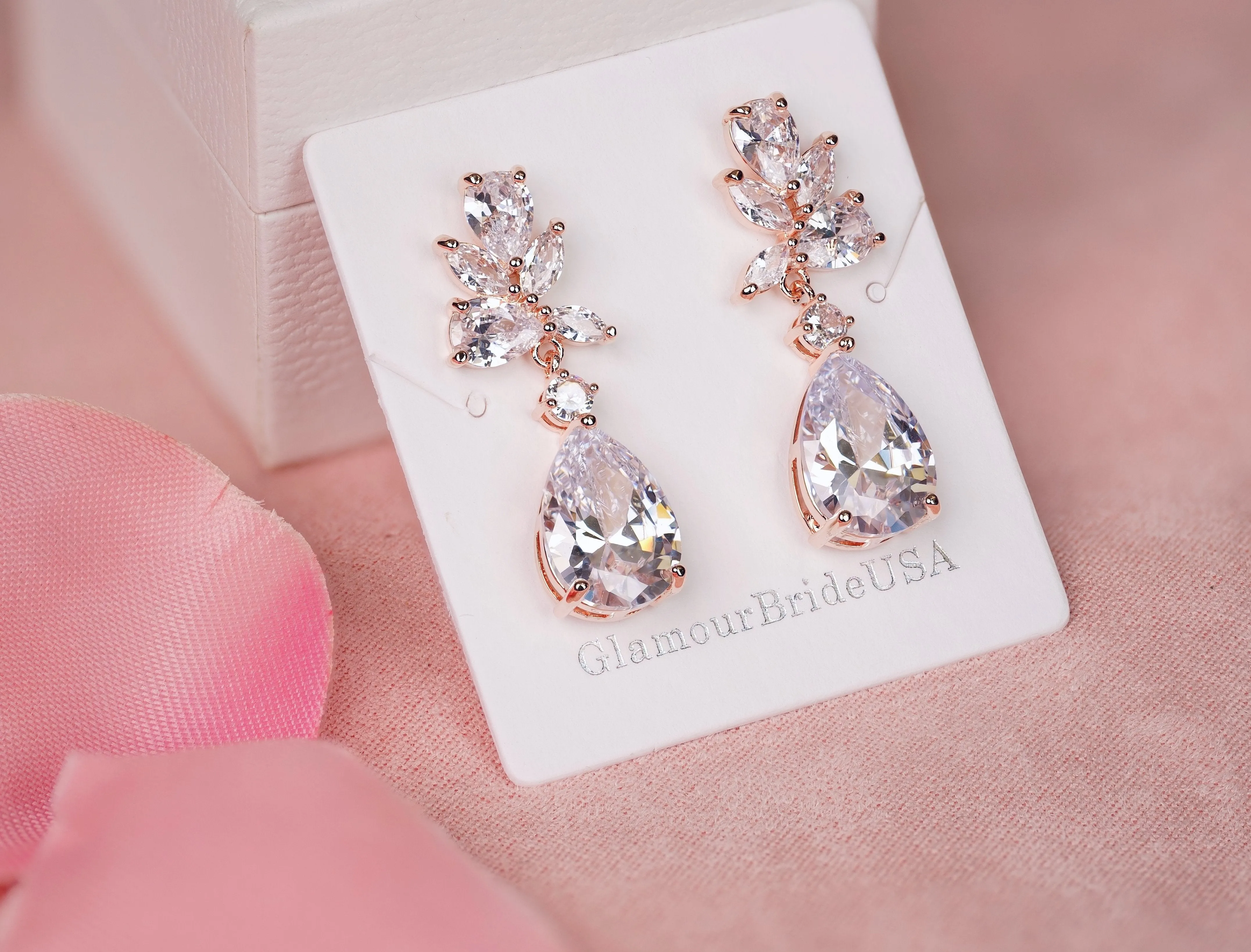 Crystal Tear Drop Earrings - Jessica