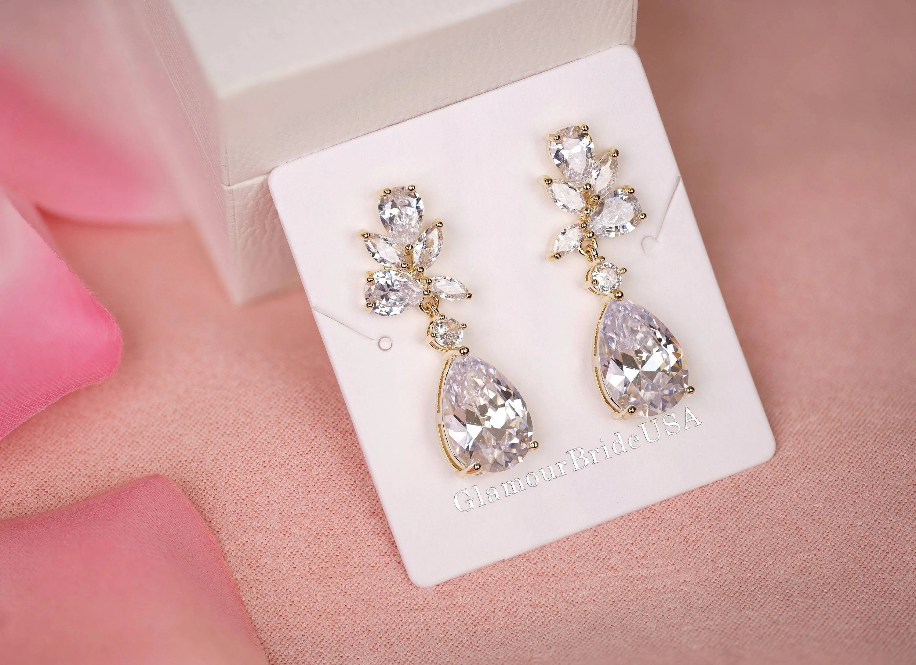 Crystal Tear Drop Earrings - Jessica