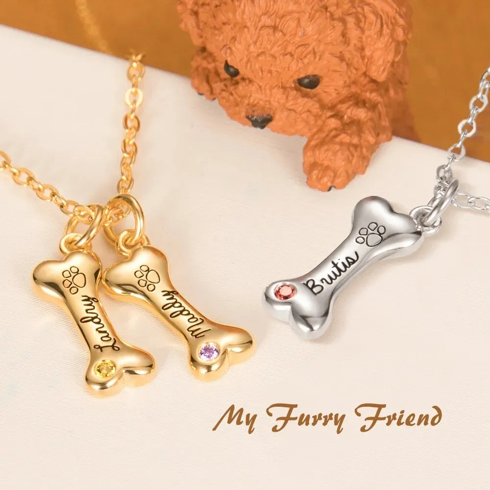 Customized Exquisite Name Dog Bone Necklace