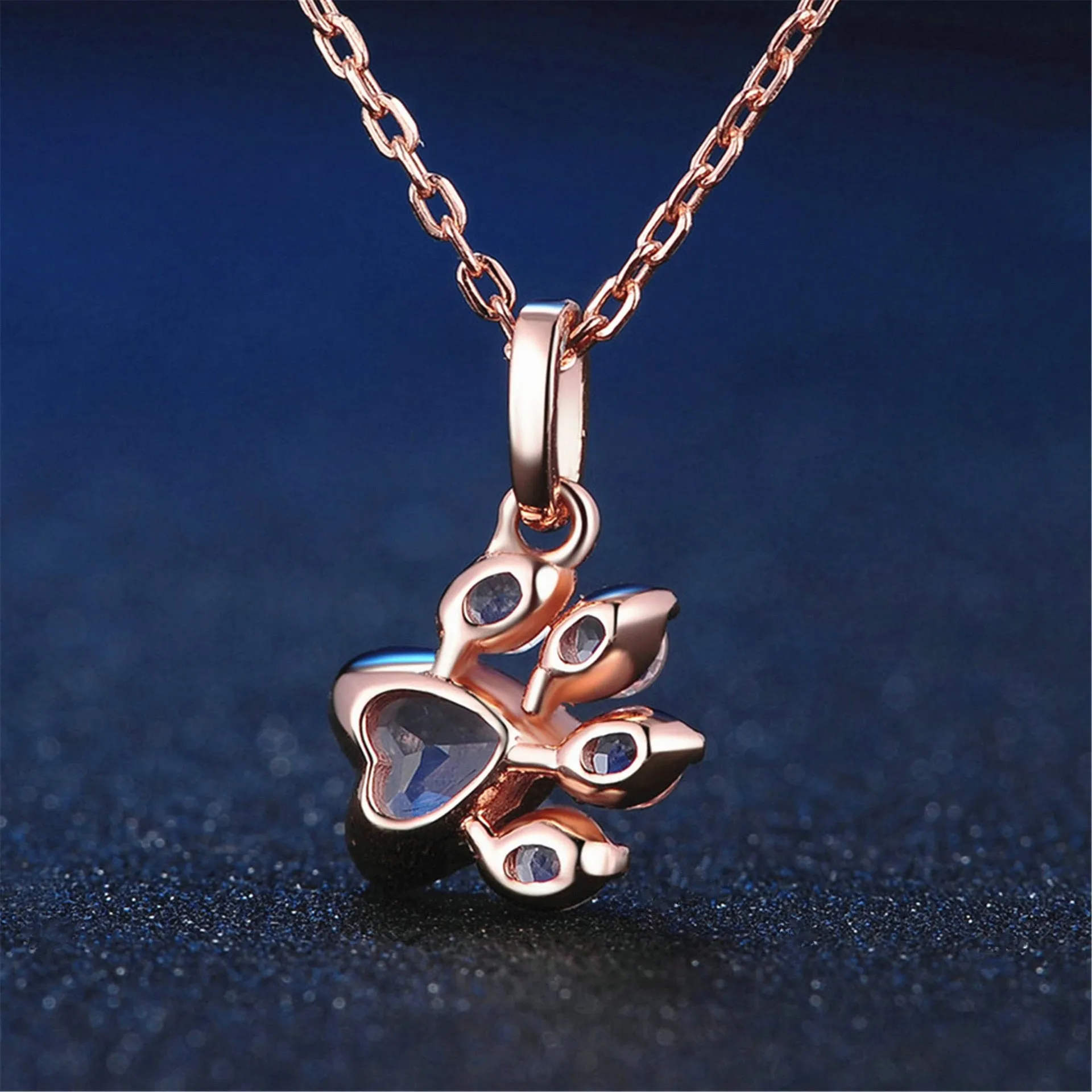 Cute Rose Bear Paw Dog Necklace