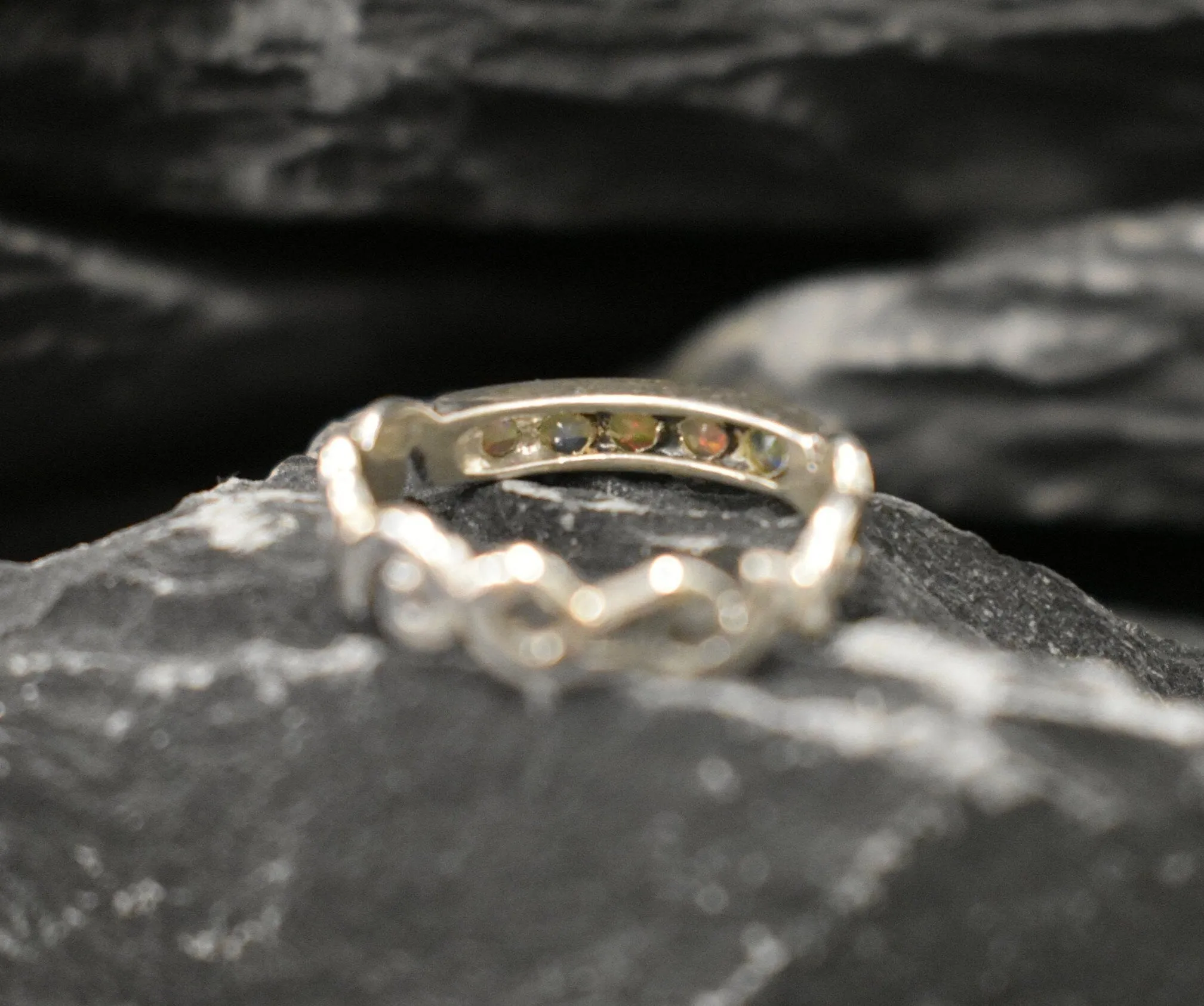 Dainty Opal Band - Natural Opal Ring - Half Eternity Band