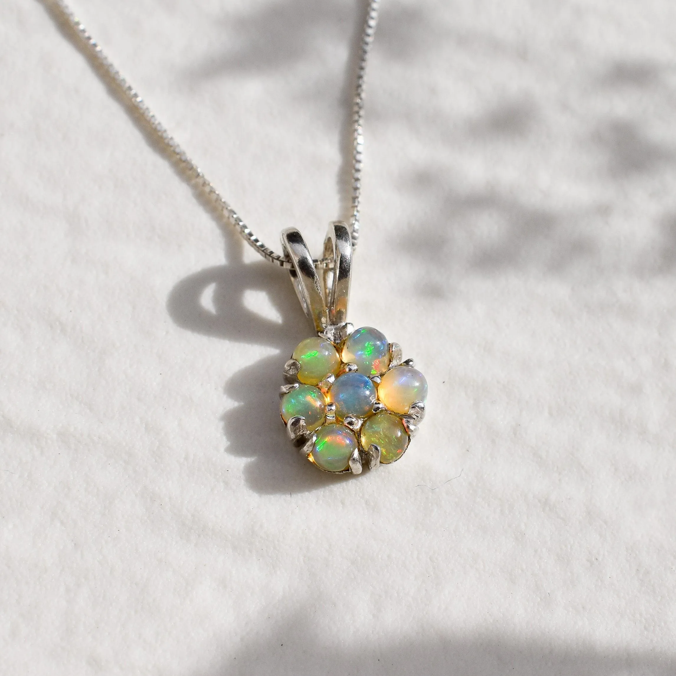 Daisy Opal Pendant - Ethiopian Opal Pendant - Natural Opal Flower Pendant