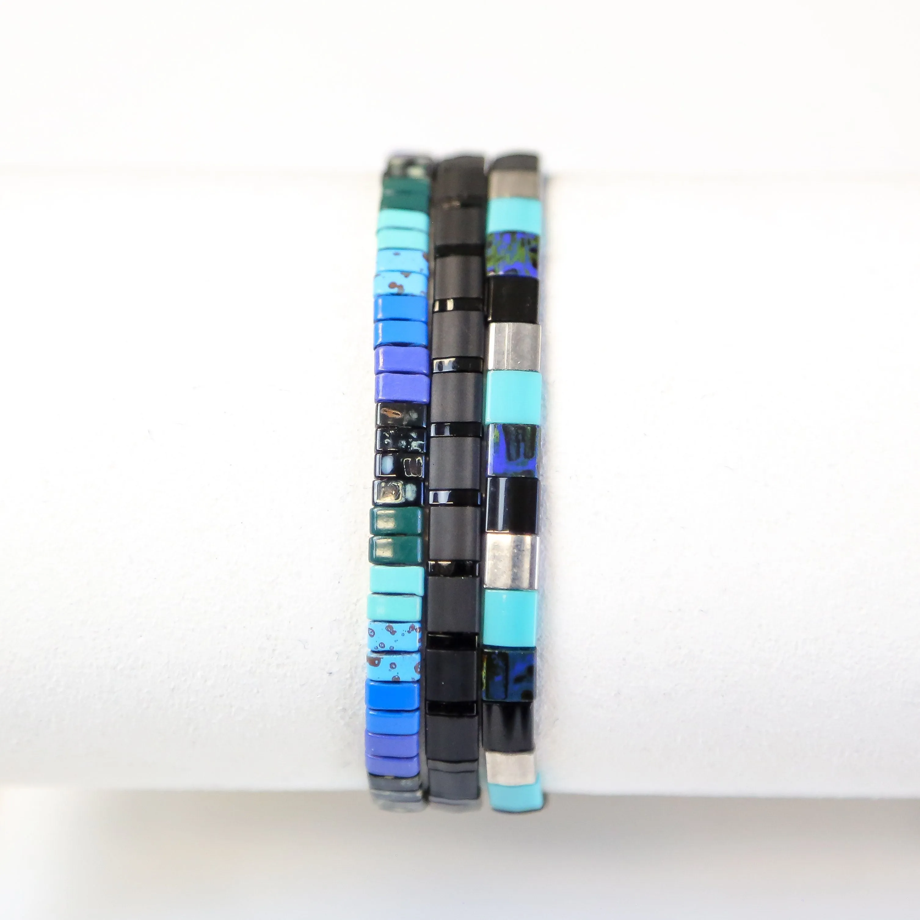 DESCEND - 3 Tila Bead Bracelet Stack