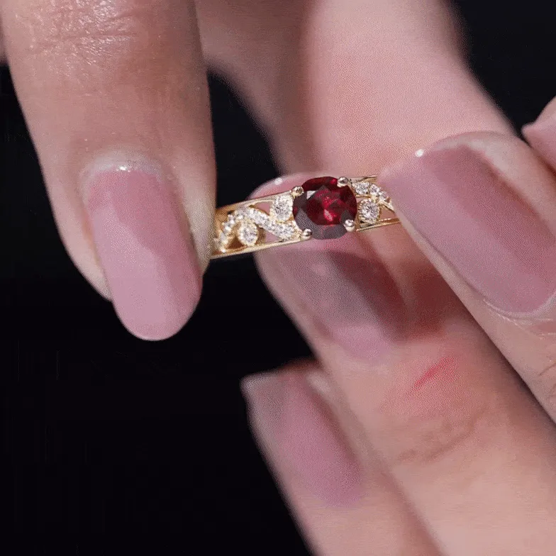 Designer Solitaire Engagement Ring with Lab Grown Ruby and Diamond