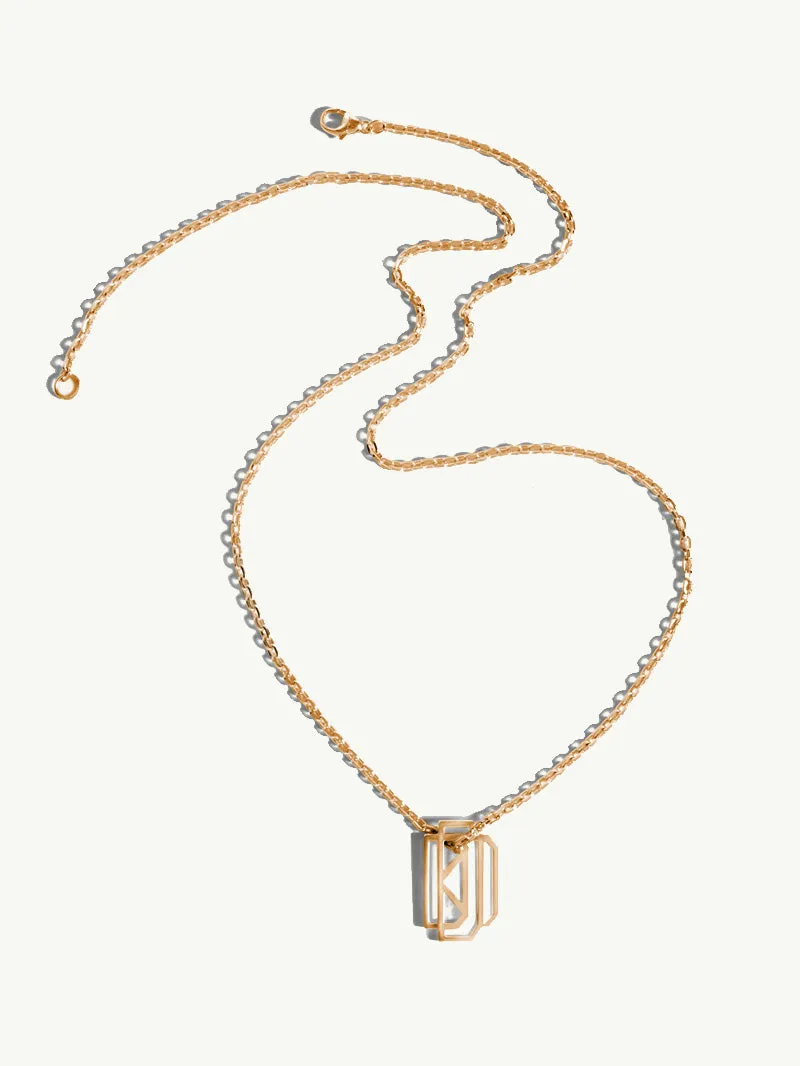 Diaboli Kill Monogram Tag Pendant In 18K Yellow Gold