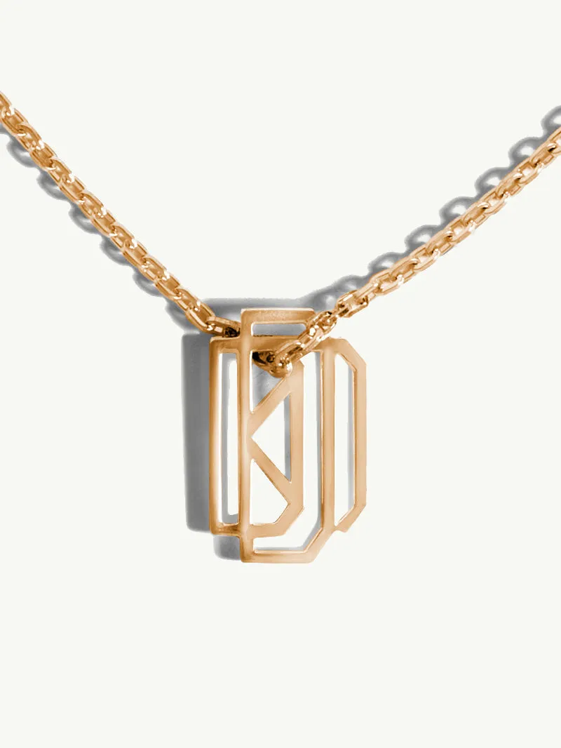 Diaboli Kill Monogram Tag Pendant In 18K Yellow Gold