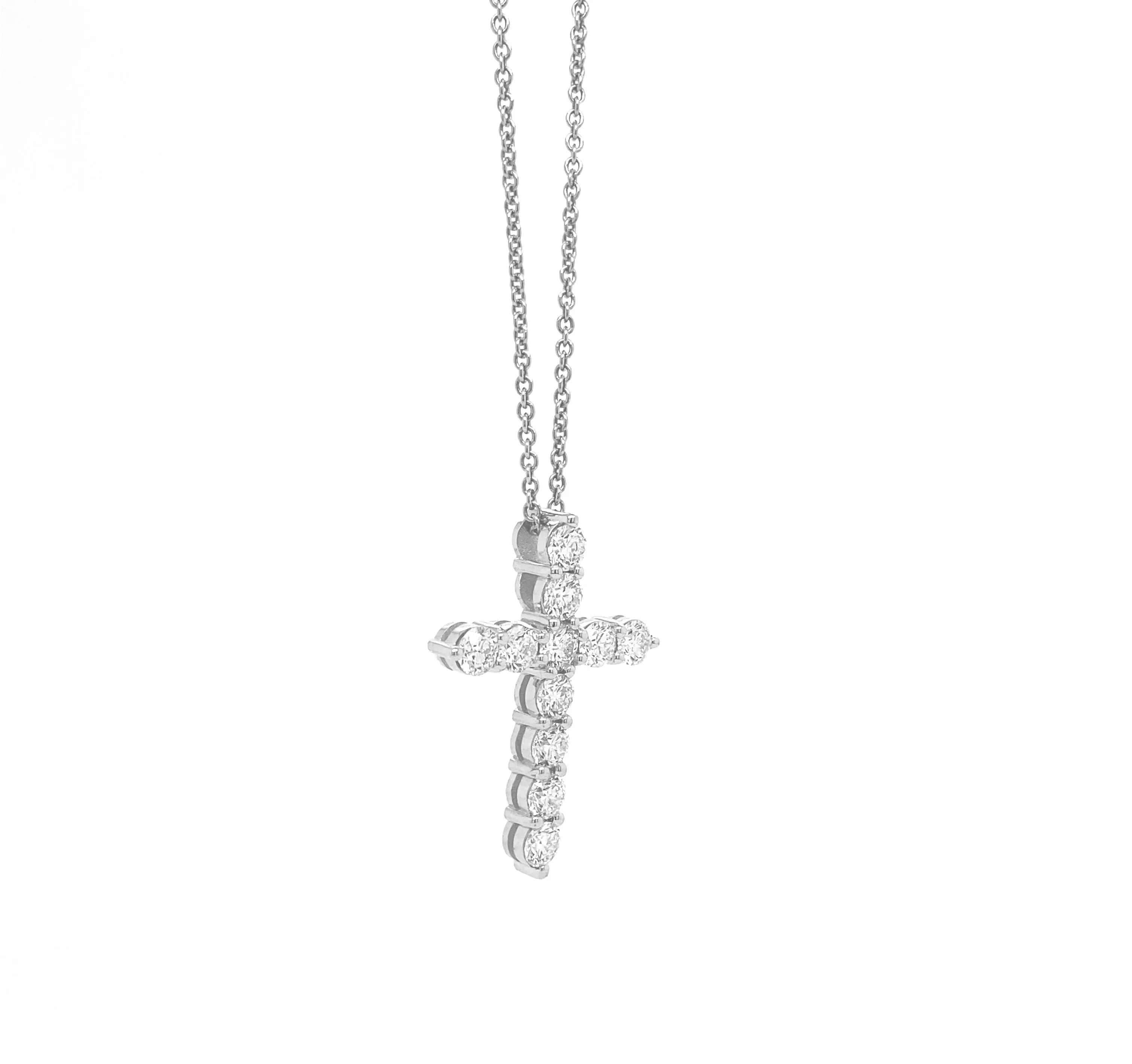 Diamond Cross Pendant White Gold P030