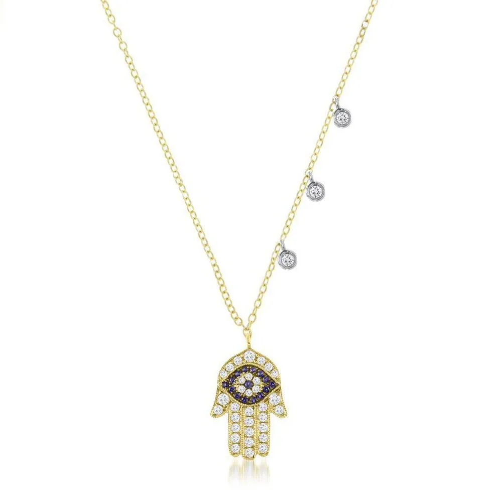 Diamond Hand of Fatima Necklace