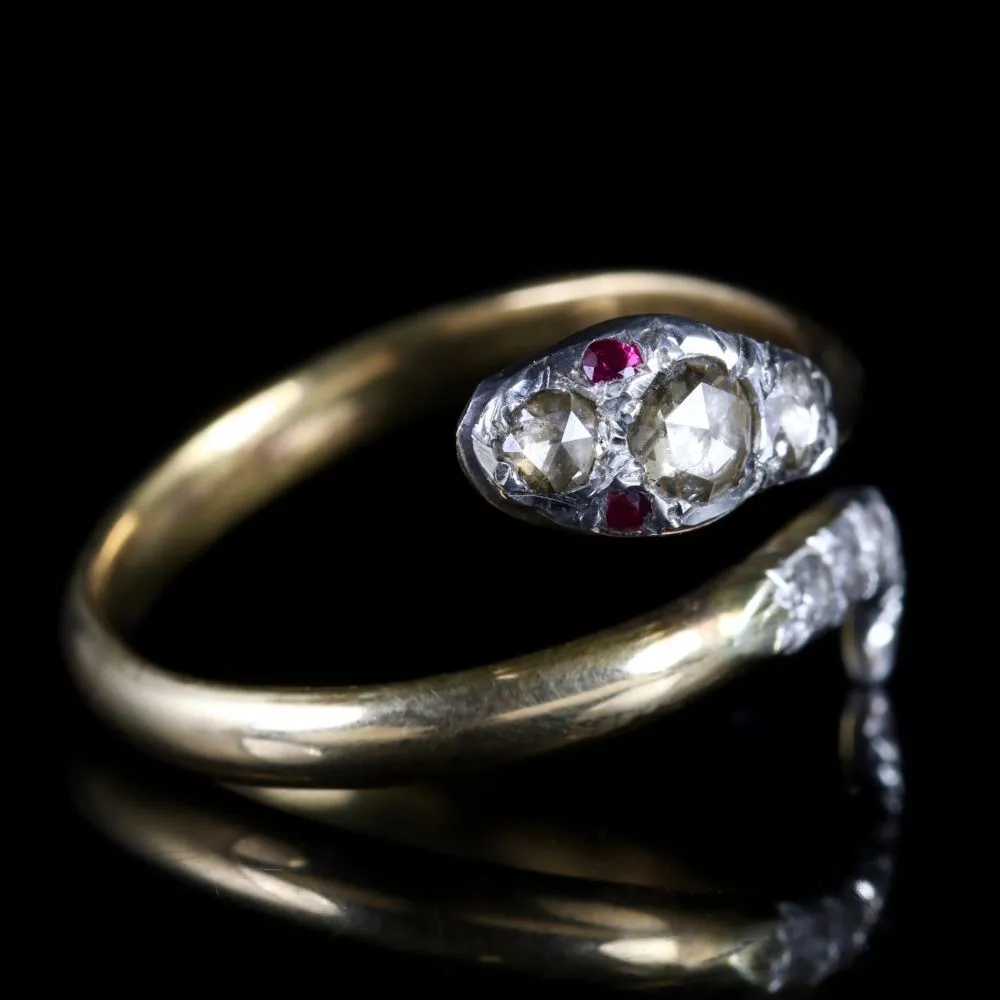 Diamond Ruby Serpent 18Ct Gold Ring