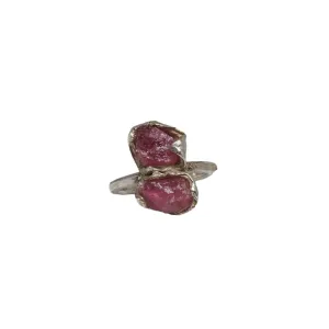 Double Raw Ruby Ring