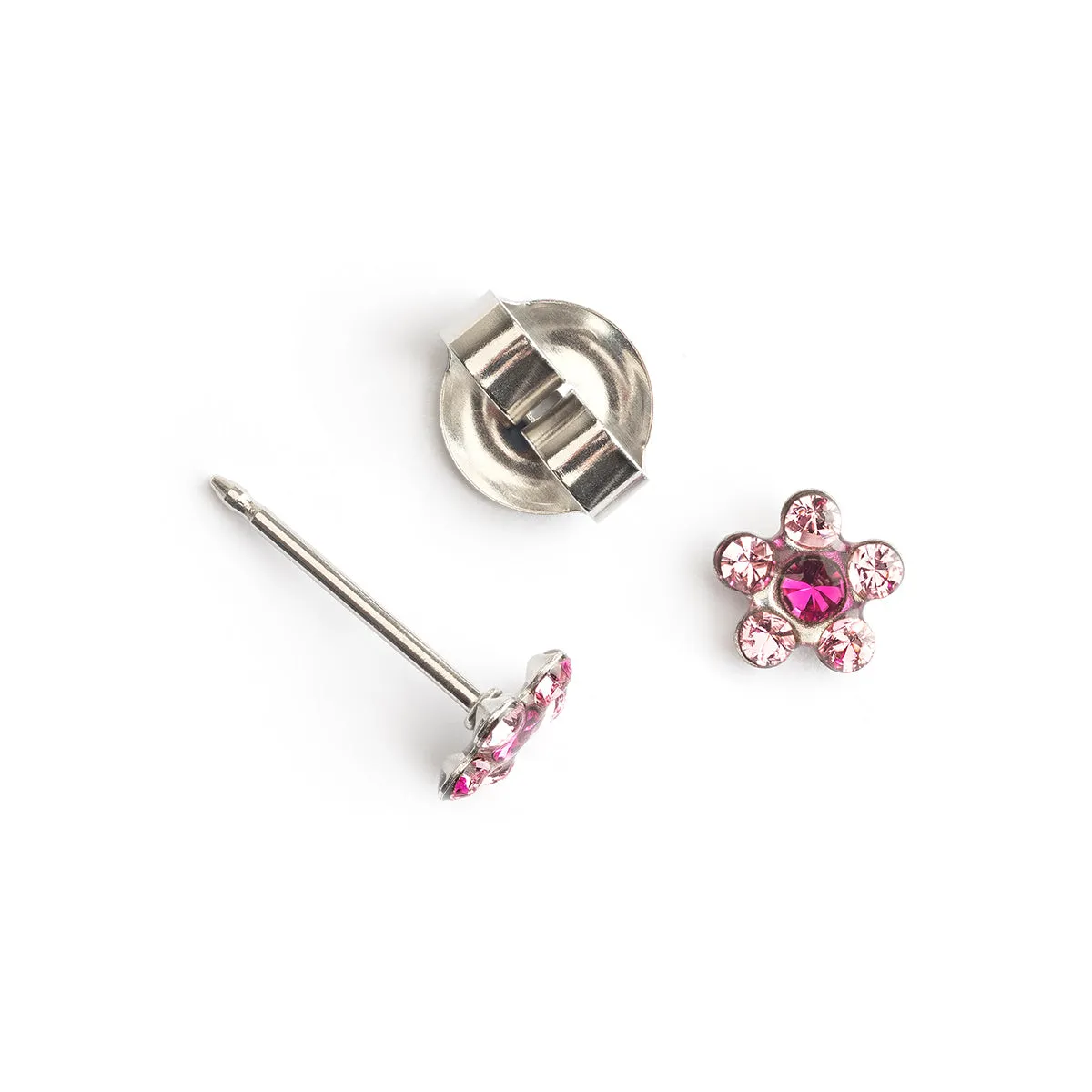 Ear Piercing Light Pink Daisy Crystal Stainless Steel Self Piercer