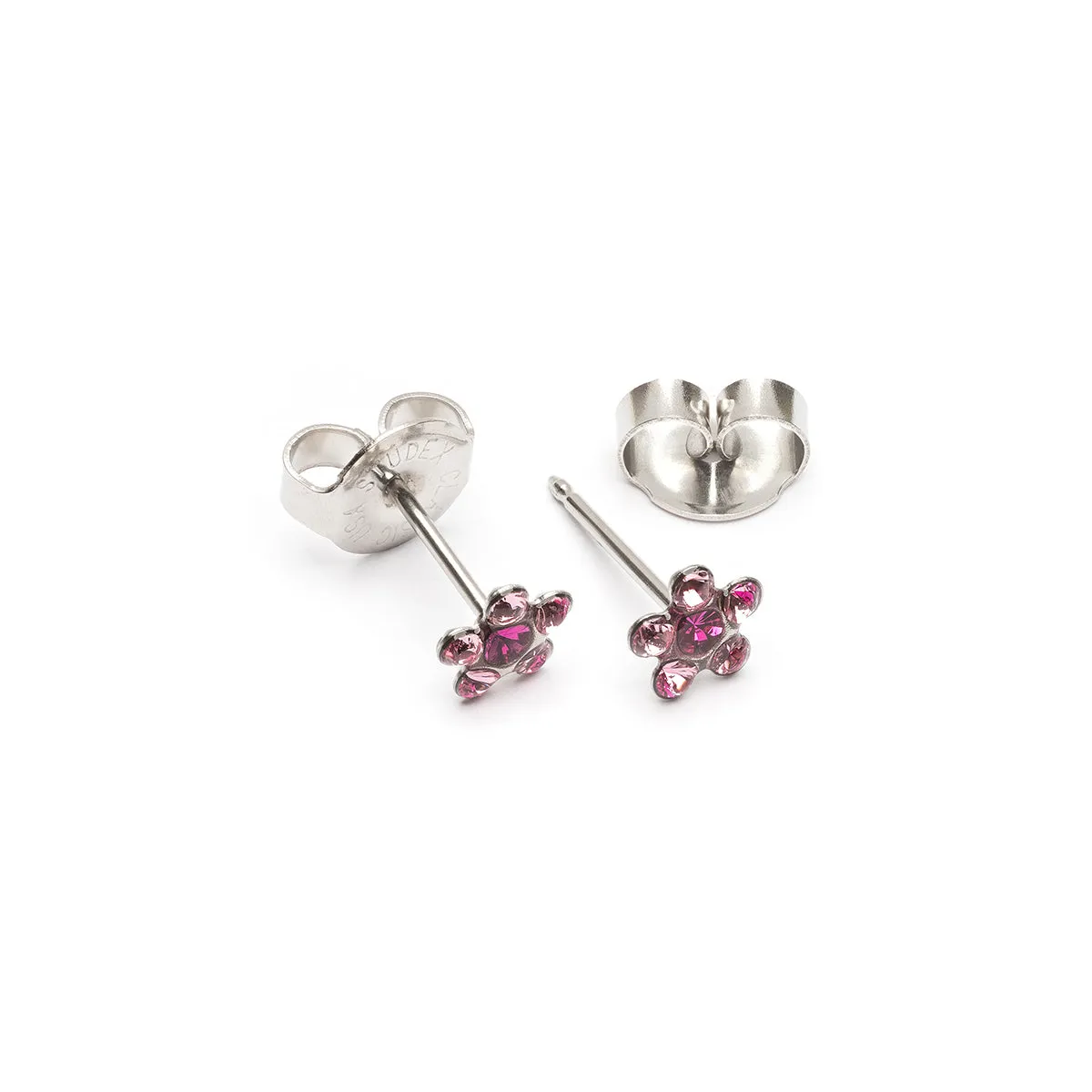 Ear Piercing Light Pink Daisy Crystal Stainless Steel Self Piercer