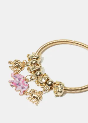 Elephant Charm Coil Bracelet