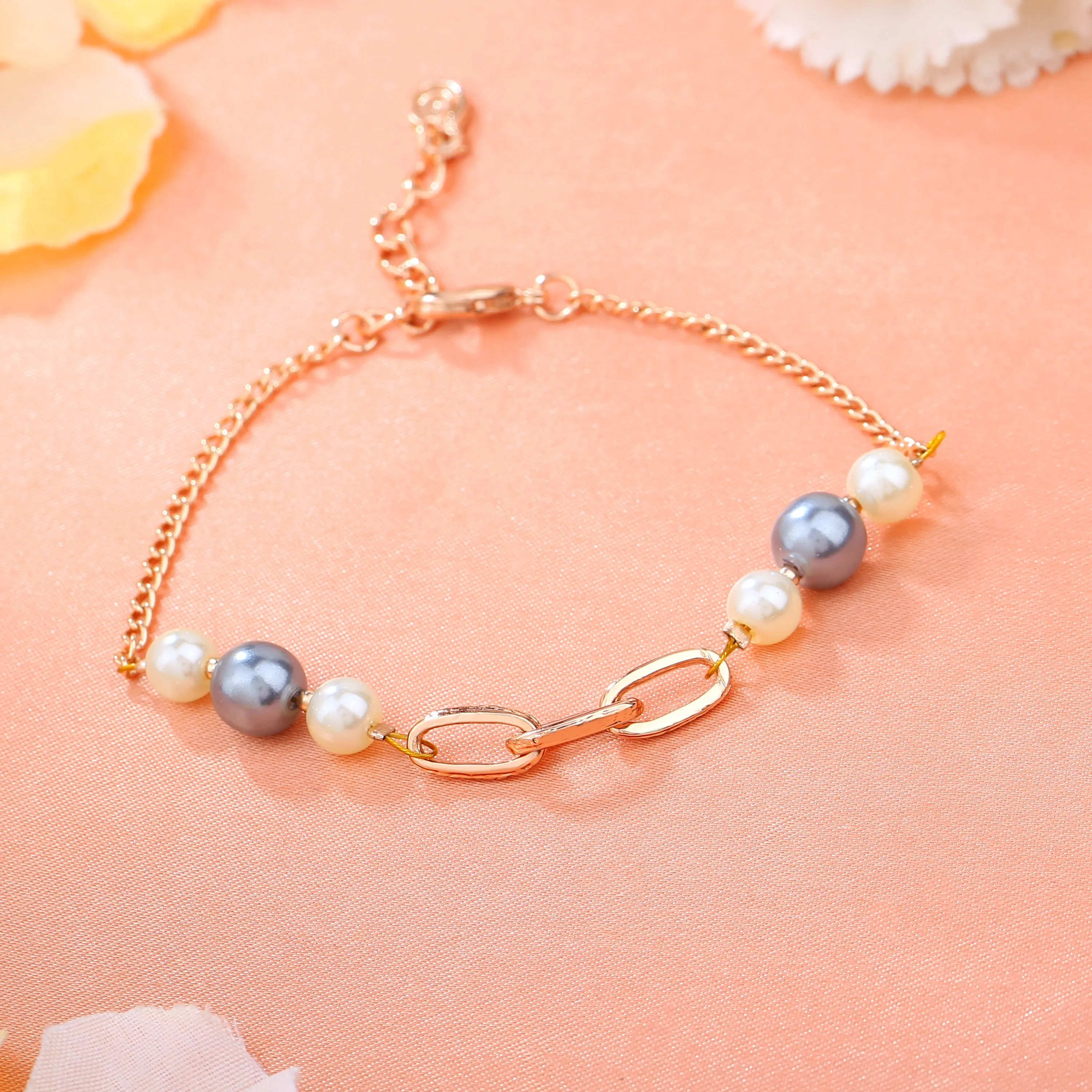 Estele Rose Gold Plated Beautiful Pearl Bracelet for Women