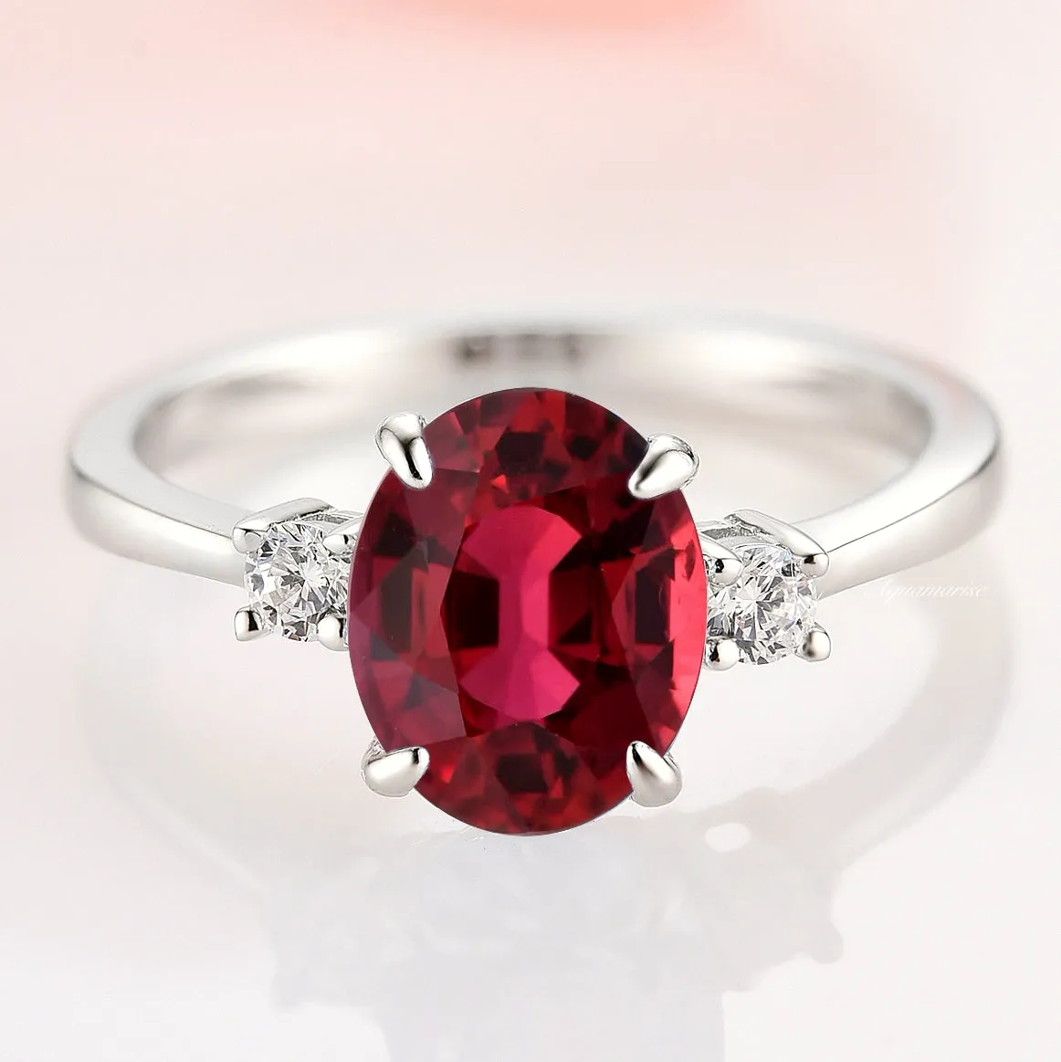 Everly Oval Ruby Ring- Sterling Silver