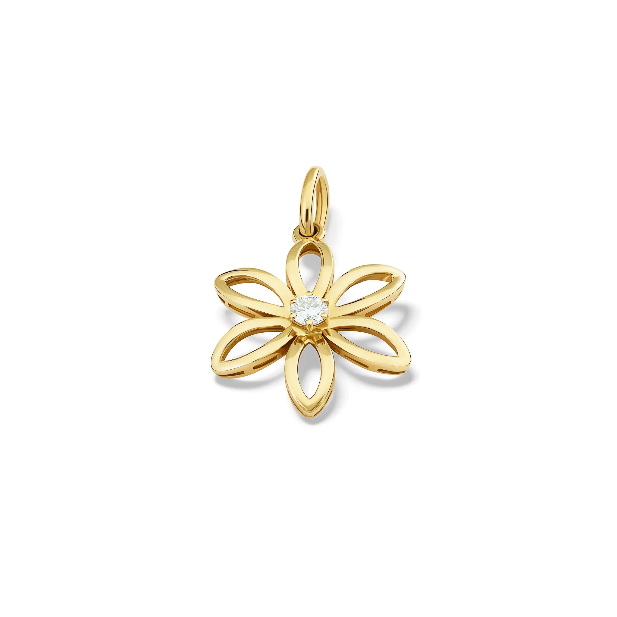 Fleur de Lys Medium Necklace Pendant Yellow Gold - Diamond