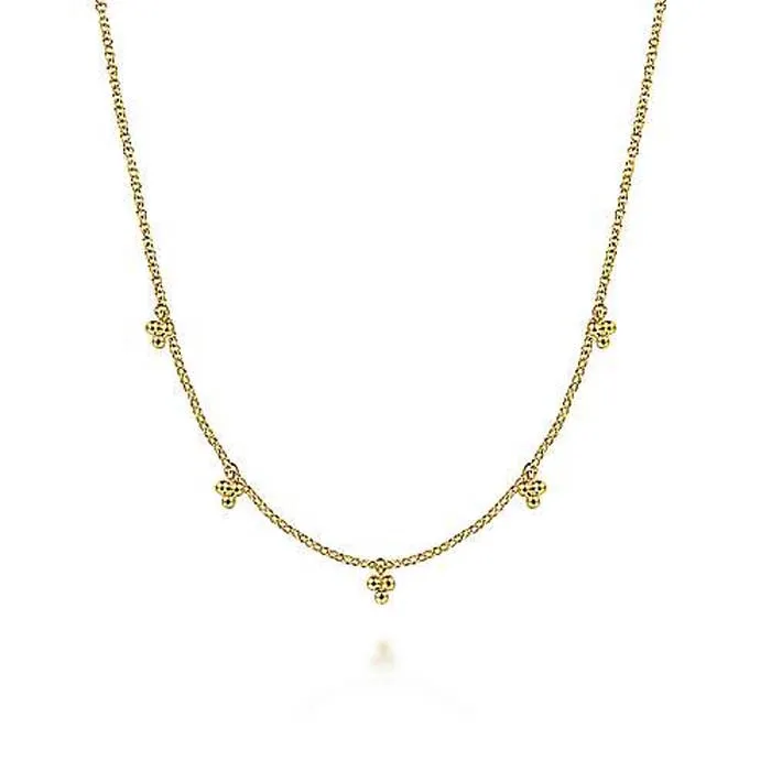 Gabriel & Co. 16" "Bujukan" Bead Drop Stations Necklace in 14K Yellow Gold