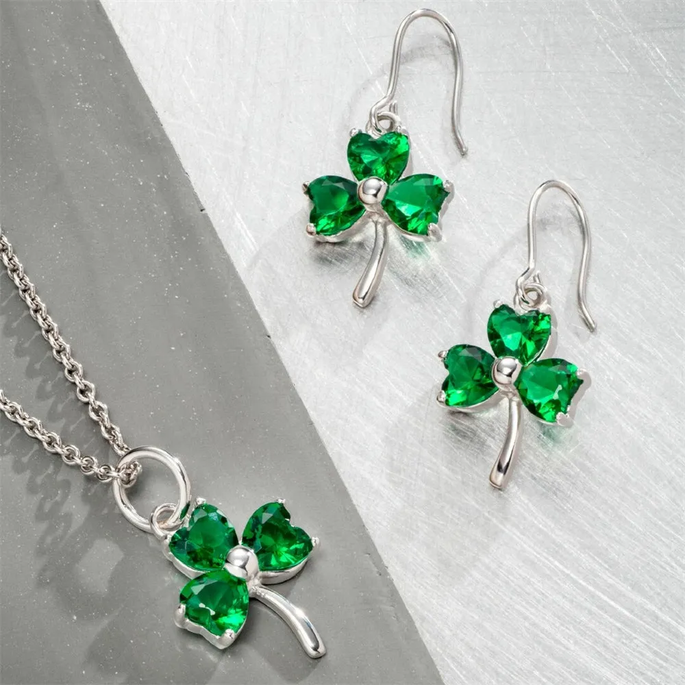 Galway Crystal Shamrock Green Sterling Silver Set