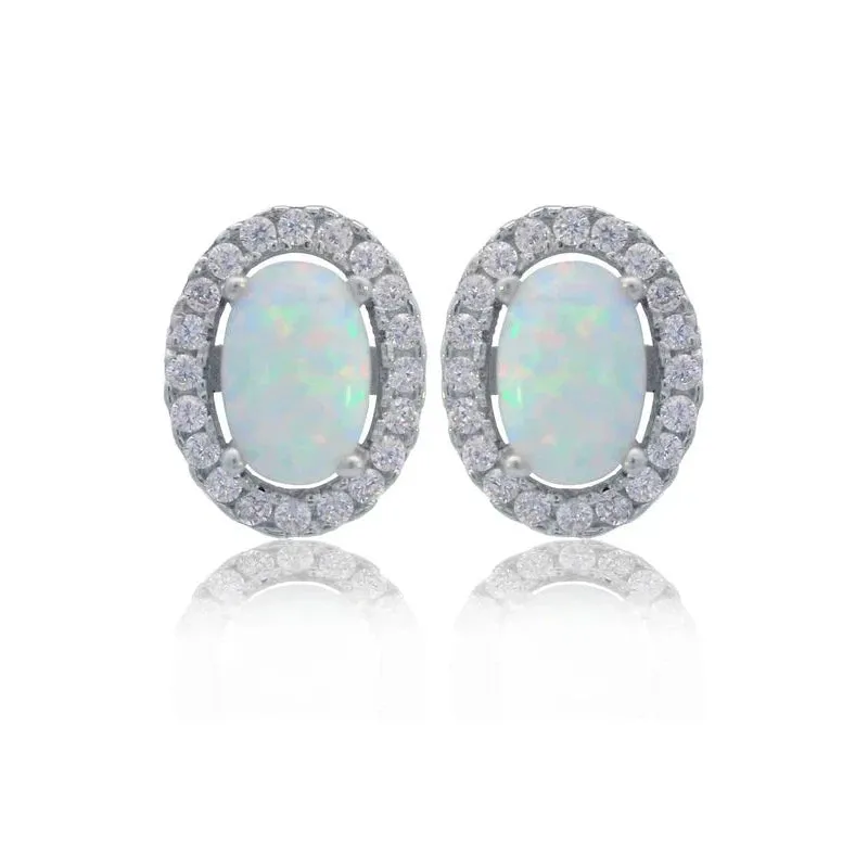 Georgini Opal Glow Blackwattle White Opal Earrings - Silver